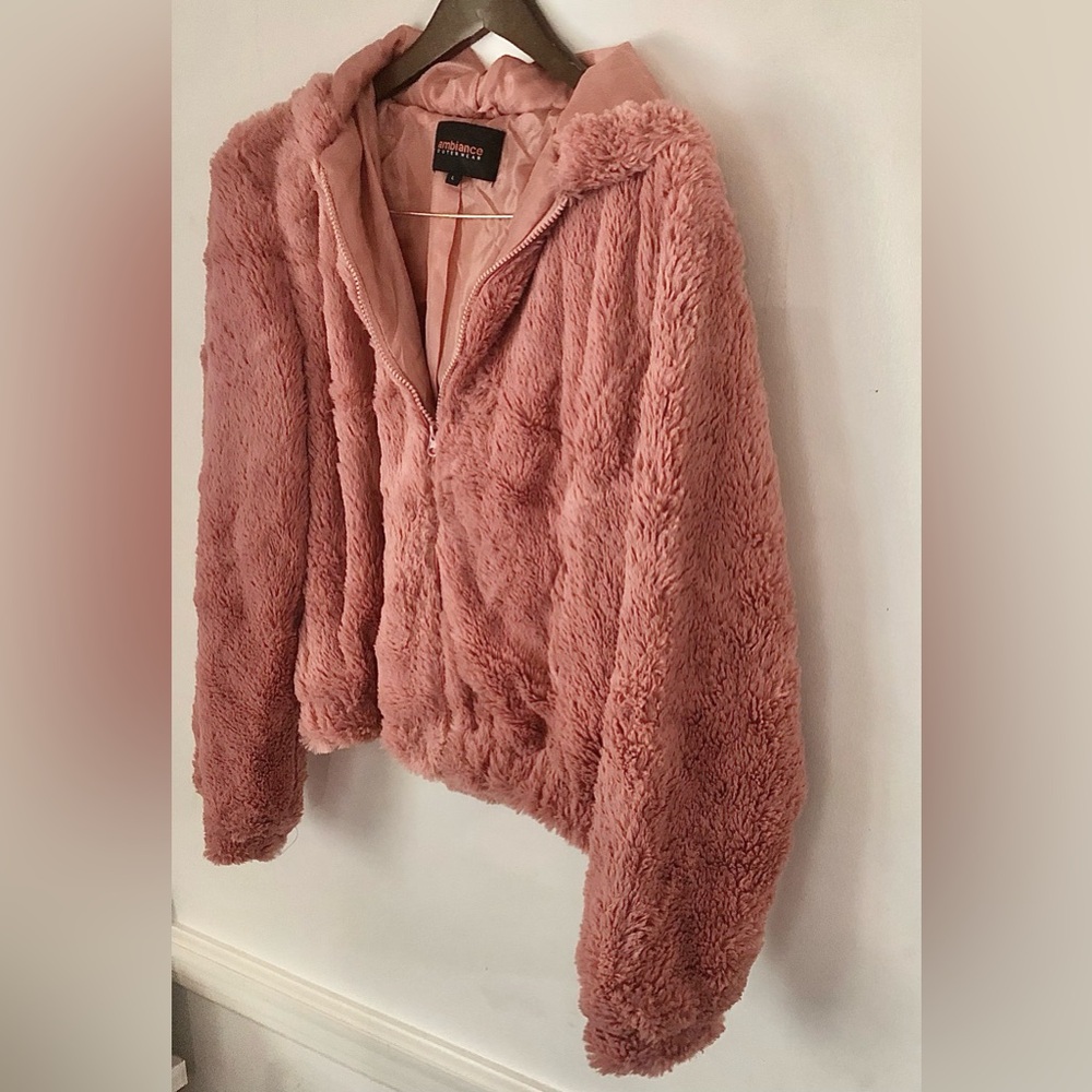 NWT Forever 21 Ambience Blush Teddy Jacket Size L